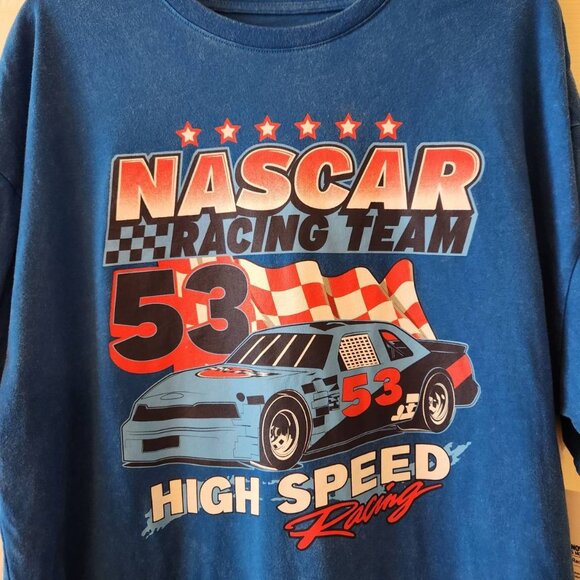 NASCAR Racing Team High Speed Racing Tee M Blue Wash - Picture 2 of 9